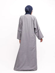 Blue Linen Elegant Abaya