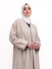 Beige Linen Elegant Abaya