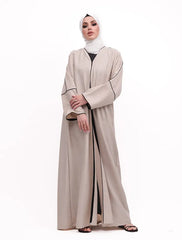Beige Linen Elegant Abaya