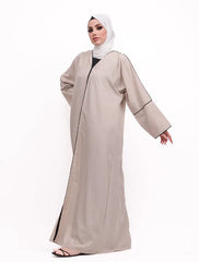 Beige Linen Elegant Abaya