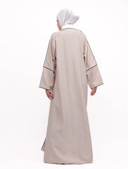Beige Linen Elegant Abaya