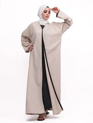 Beige Linen Elegant Abaya