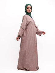 Coral Green Linen Elegant Abaya