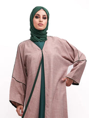 Coral Green Linen Elegant Abaya
