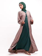 Coral Green Linen Elegant Abaya