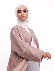 Coral White Linen Elegant Abaya