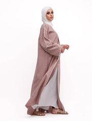 Coral White Linen Elegant Abaya