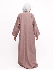Coral White Linen Elegant Abaya