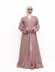 Coral White Linen Elegant Abaya