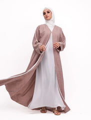 Coral White Linen Elegant Abaya