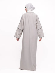 Stone Linen Elegant Abaya
