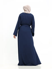 Navy Cuff Plain Abaya